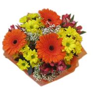 Букет із 3 гербер, 3 хризантеми і 3 альстромерій
