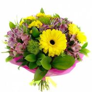 Букет із 3 гербер 3 хризантем і 3 альстромерій
