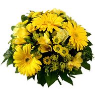 Букет із 5 хризантем, 5 троянд і 5 гербер