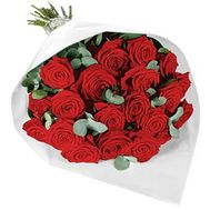 Букет квітів із 21 червоної троянди