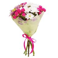 Букет із 3 кущових троянд і 2 хризантем