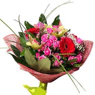 Букет із 3 орхідей, 5 троянд і 3 гербер