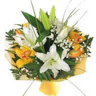 Букет квітів із 2 лілій і 5 орхідеї