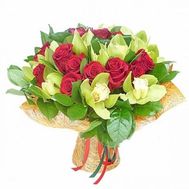 Букет із 11 орхідей і 16 троянд