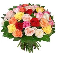 Букет квітів із 31 різнобарвною троянди