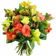 Букет із 6 роз і 5 альстромерій