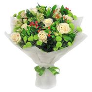 Букет квітів із 5 троянд і 6 хризантем