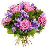 Букет квітів із троянд і ірисів