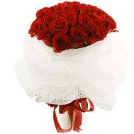 Букет квітів із 25 червоних троянд