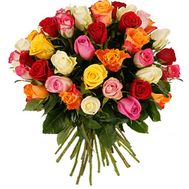 Букет квітів із 41 різнобарвною троянди