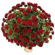 Кошик з 101 червоної троянди