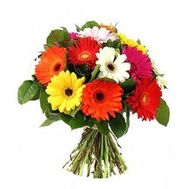 Букет квітів із 15 різнокольорових гербер