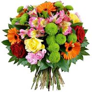 Букет із 7 троянд і 6 хризантем