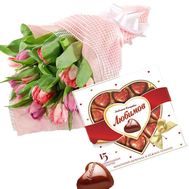 15 тюльпанів + серце