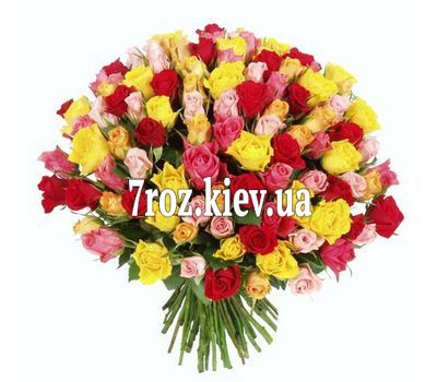 Букет із 101 різнобарвною троянди