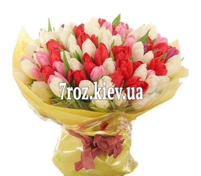 Букет із 101 різнобарвного тюльпана