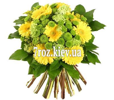 Букет квітів із 9 гербер та 4 хризантем