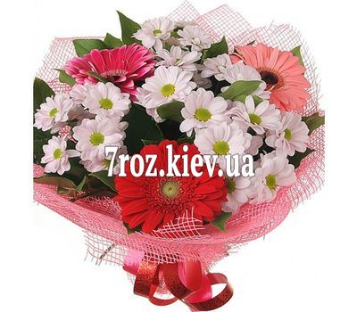 Букет із 4 хризантем і 3 гербер