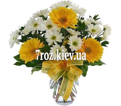 Букет із 3 гербер та 4 хризантем