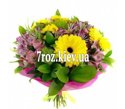 Букет із 3 гербер 3 хризантем і 3 альстромерій