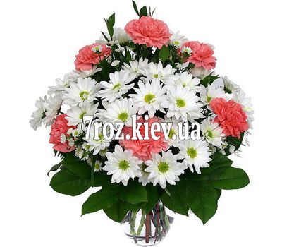 Букет квітів із 6 гвоздик і 9 хризантем