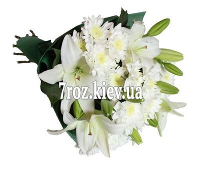 Букет із 2 лілій і 3 хризантем