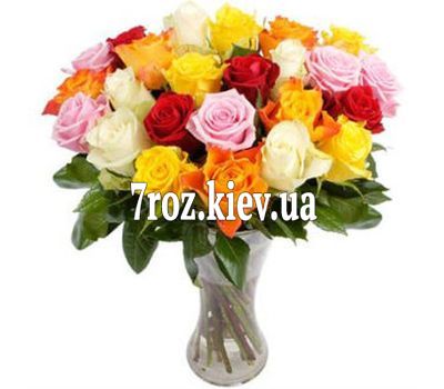 Букет із 21 різнобарвною троянди
