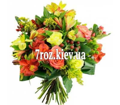 Букет із 6 роз і 5 альстромерій