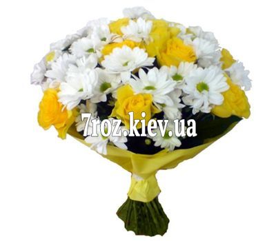Букет із 11 троянд і 6 хризантем