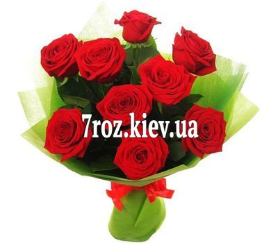 Букет квітів із 9 червоних троянд
