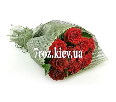 Букет квітів із 11 червоних троянд