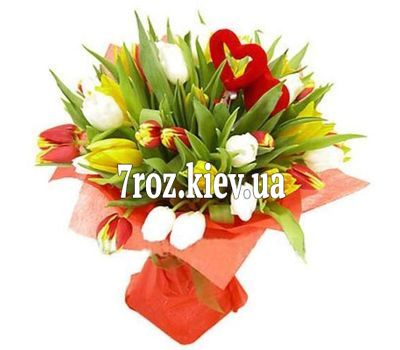 Букет із 31 різнобарвного тюльпана