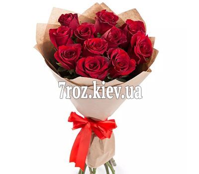 Букет квітів із 11 червоних троянд