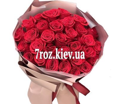 Букет квітів із 25 червоних троянд