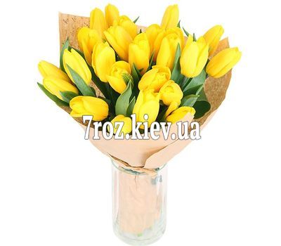 Букет із 25 жовтих тюльпанів