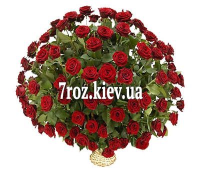 Кошик з 101 червоної троянди