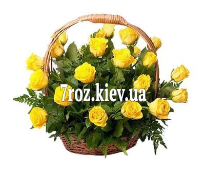 Кошик з 25 жовтих троянд