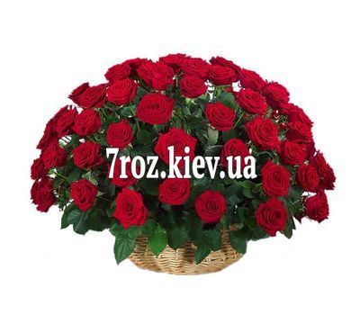 Кошик з 51 червоної троянди