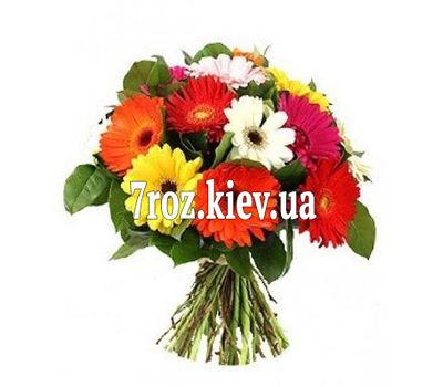 Букет квітів із 15 різнокольорових гербер