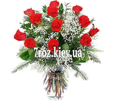 Зимовий Букет квітів із троянд і альстромерій
